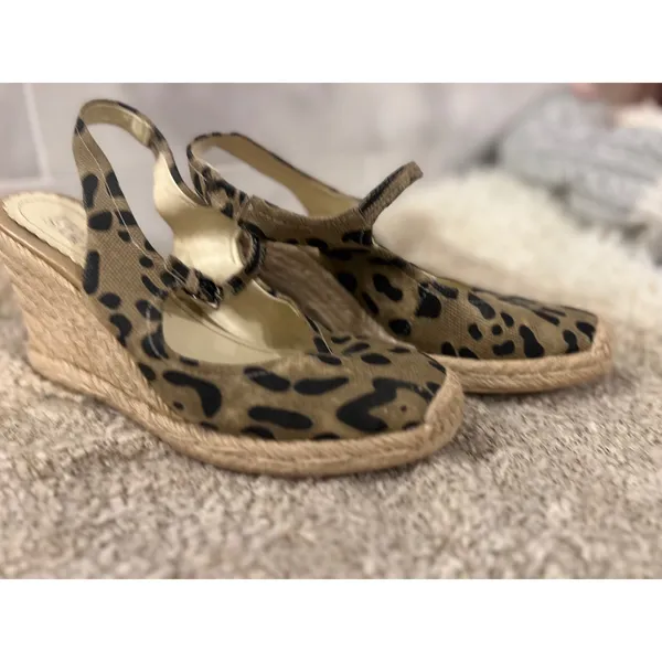 Franco Sarto Leopard Print Espadrille Wedge Sandals Slingback Size 8.5M‎ - Image 10