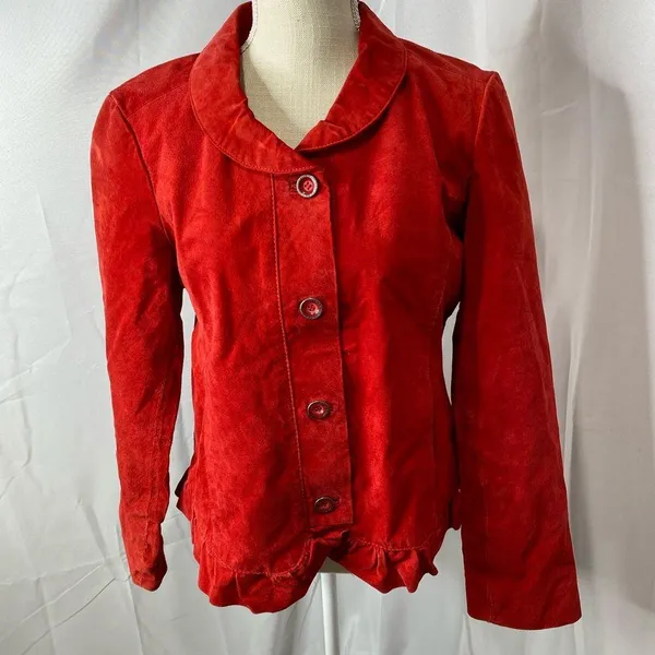 Vintage Christopher & Banks red suede leather jacket large - Image 3