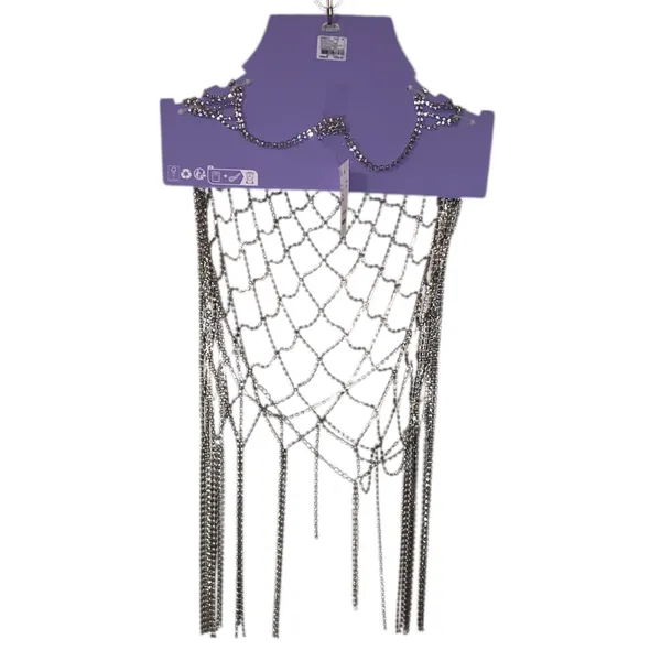 NWT Claire's Silver Metal Rhinestone Chain Body Shirt Party Rave Sexy - Image 6