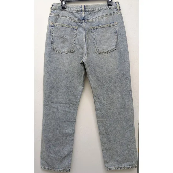 FREE PEOPLE Women's Jeans Boyfriend Distressed Button Fly Blue Acid Wash Size 30 - Image 13