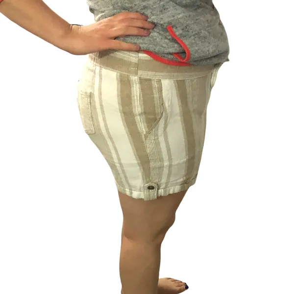 Per Se (L) Delaney Striped Linen Blend Short - Stitch Fix Elastic Waist - Image 3