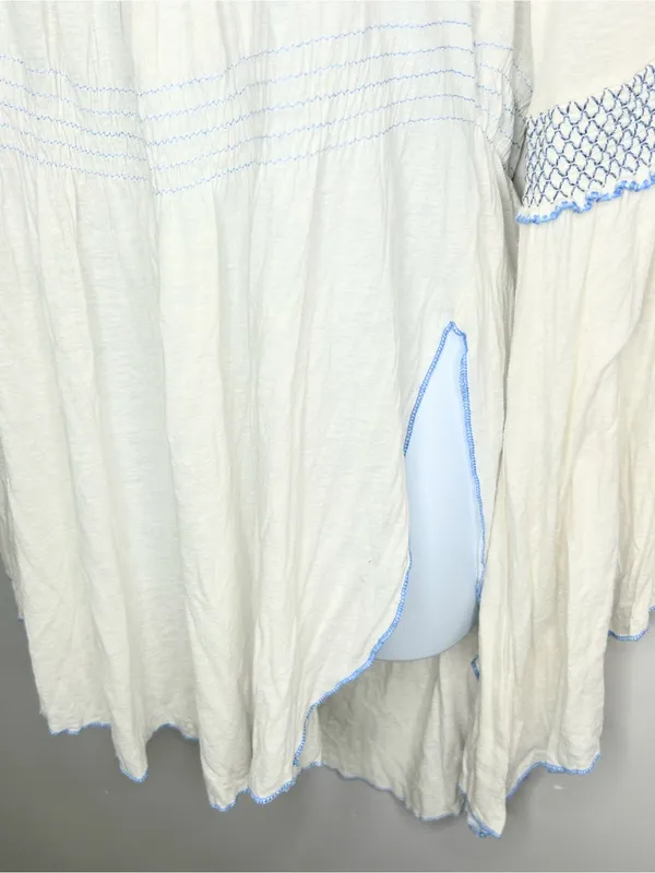 Free People Valley Linen Blend Embroidered Bell Sleve Top Size M - Image 8