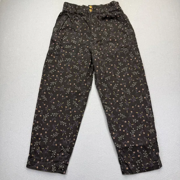 Anthropologie Small Black Floral High Rise Tapered‎ Cargo Pants Elastic Back - Image 2