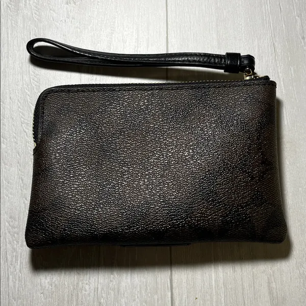 Coach Black Pouch with Gold Zipper - Image 4