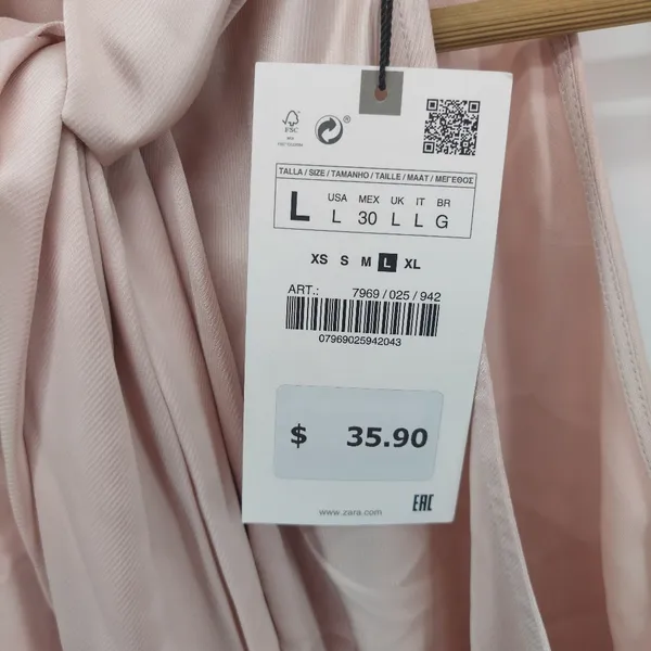 NWT Zara Light Pink Satin Like Front Knotted High Neck Sleeveless Blouse Size L - Image 4