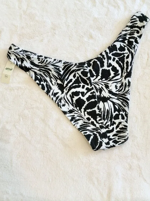 NWT Aerie Cheekiest Tropical High Cut Bikini Bottom - Size: Large - Image 4
