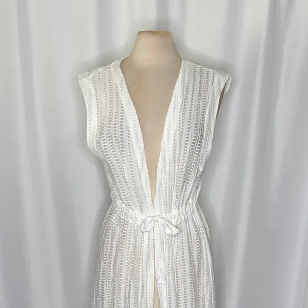 Anthropologie LILKA Eyelet White Cloud Swim Cover Up Maxi Dress Duster Medium - Image 3