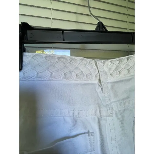 Abercrombie & Fitch High Rise Braided Waist Fringe Hem Festival Shorts White Sz4 - Image 7