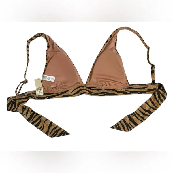NWT Aerie Brown‎ Tan Black Zebra Print Triangle Bikini Swim Top Size Small - Image 2