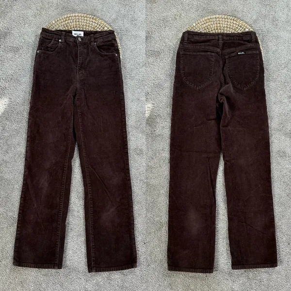 Rolla’s Women’s Original High Rise Straight Leg Corduroy Pants in Dark Brown 26 - Image 3