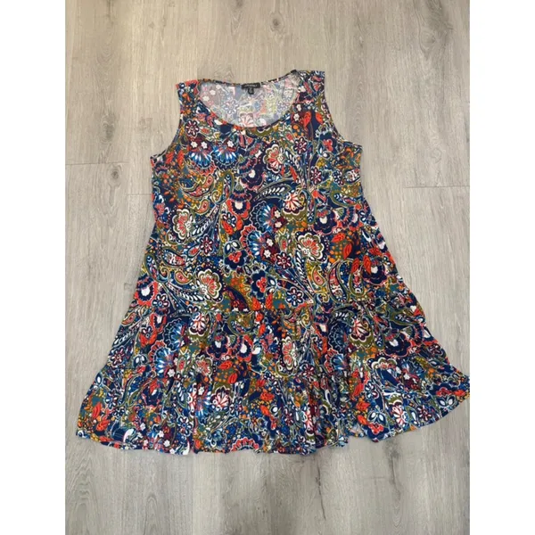 Roz & Ali Paisley Floral Dress 2X Boho Flowy Tiered Sleeveless Plus - Image 5
