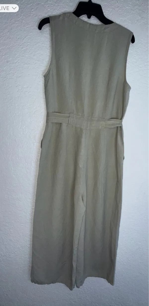 A New Day Linen Blend Sleeveless Jumpsuit - Tan/Oatmeal - Size Small - Image 11