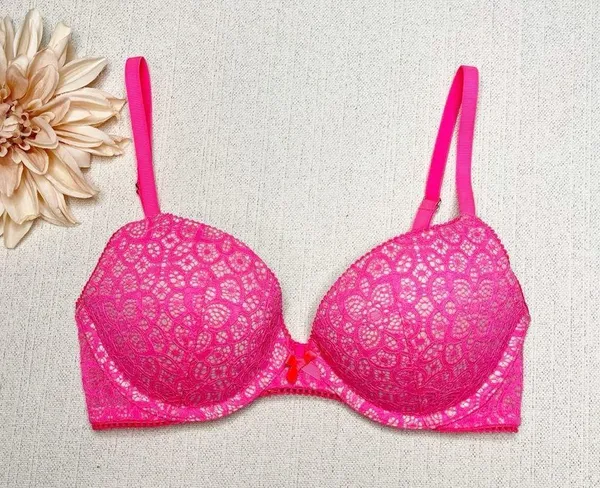 Victoria’s Secret Pink Lace Push Up Padded Bra Dream Angels Series 32C - Image 3