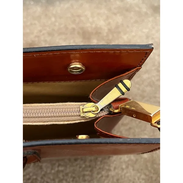 Pratesi Firenze Italian cognac Leather square Satchel Brown cross body bag - Image 10