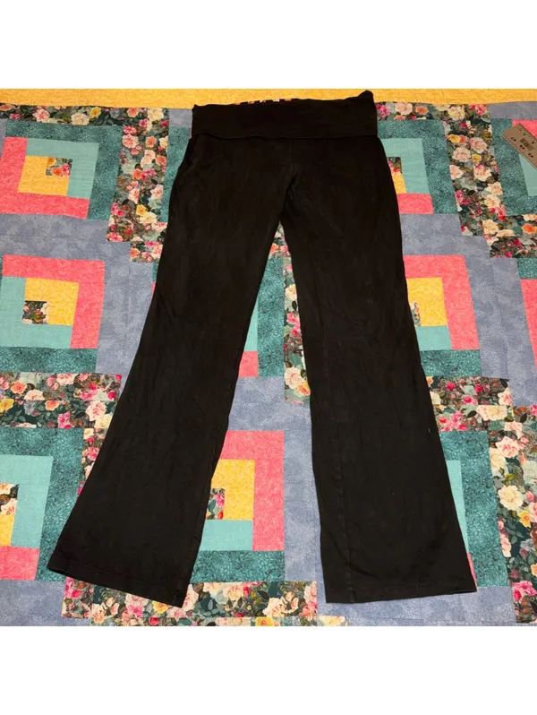 Vintage Y2K Victoria's Secret PINK Foldover Yoga Black Bootcut Pants Woman’s Med - Image 3