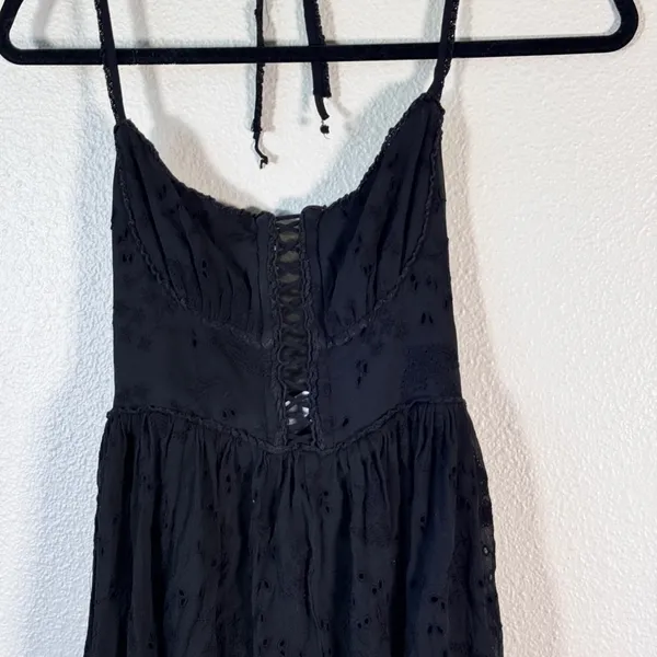 Zimmermann Black Silk Eyelet Mini Dress Womens 0 Whimsygoth Witchy Goth Damaged - Image 16