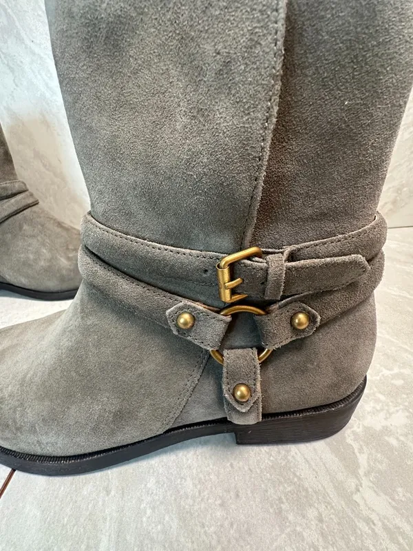 Discontinued UGG Kelby grey suede harness moto boots Size 8 - Image 4