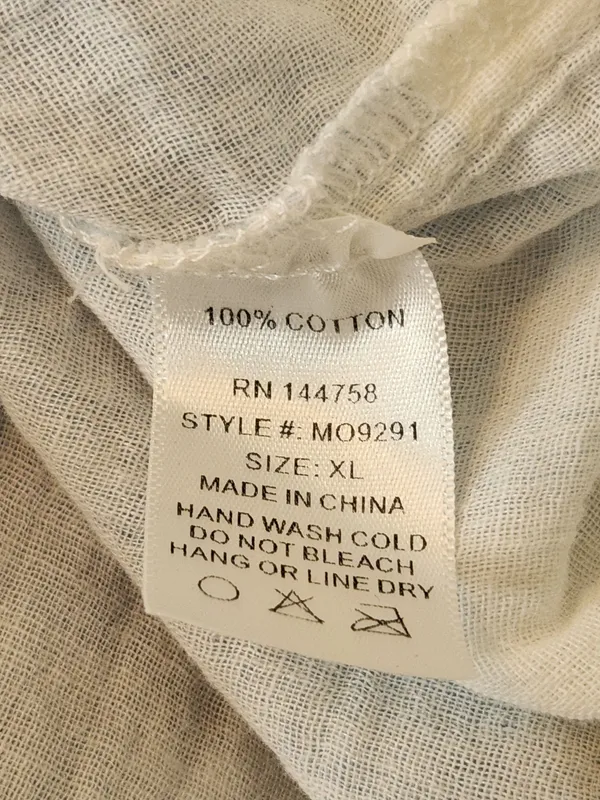 OTT Light Blue and White Check Cotton Gauze Button Down Shirt Size XL - Image 9