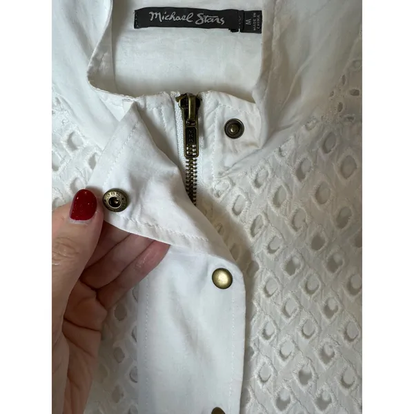Michael‎ Stars Dress Women Medium White Eyelet Sleeveless Shirt Dress Vest NWT - Image 6