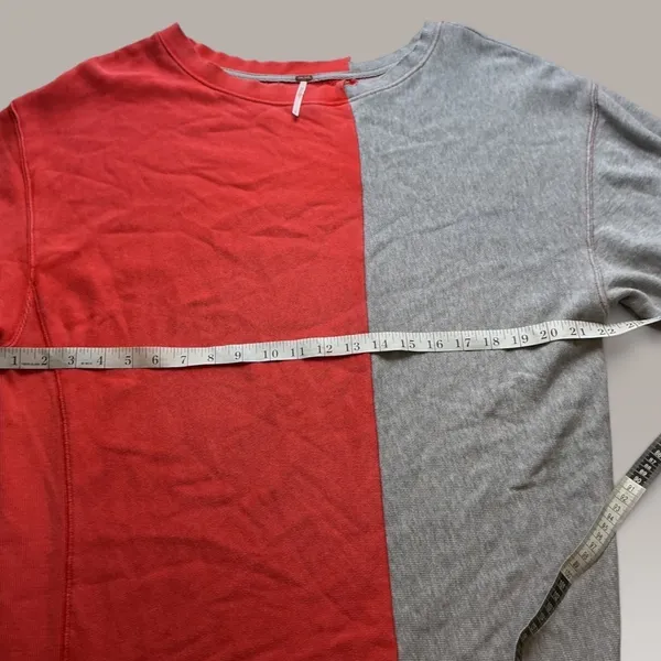 Free People Two Tone Colorblock Oversized Sweatshirt Red Grey S - Image 2