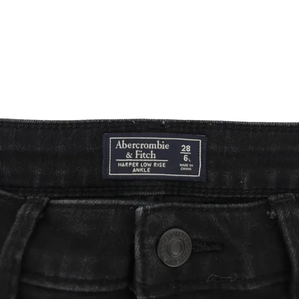 Abercrombie Black Harper Low Rise Ankle Jeans Silver Stripe Sz 6L - Image 3