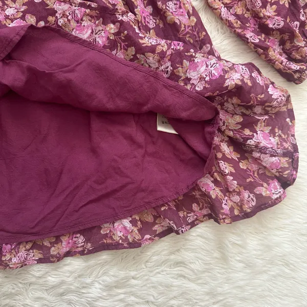 Free People Dress Keep You Mini Long Sleeve Cotton Floral Berry Combo Sz L - Image 9