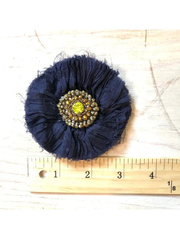 Anthropologie Set of 2 EUC Women's Boho Hair Clip/Broach/Pin Navy and Gray - Image 5