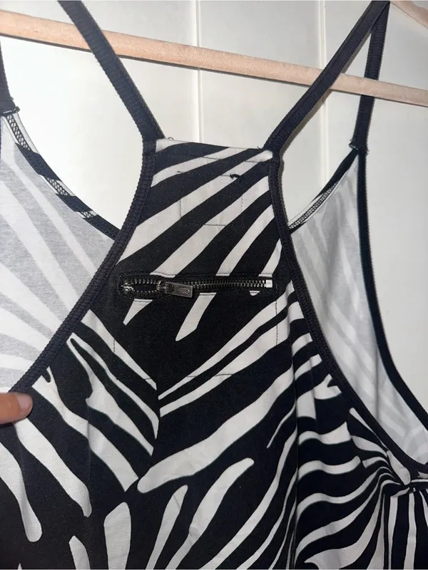 Free People Movement Printed Hot Shot Romper Black White Combo Zebra Graphic - Image 5
