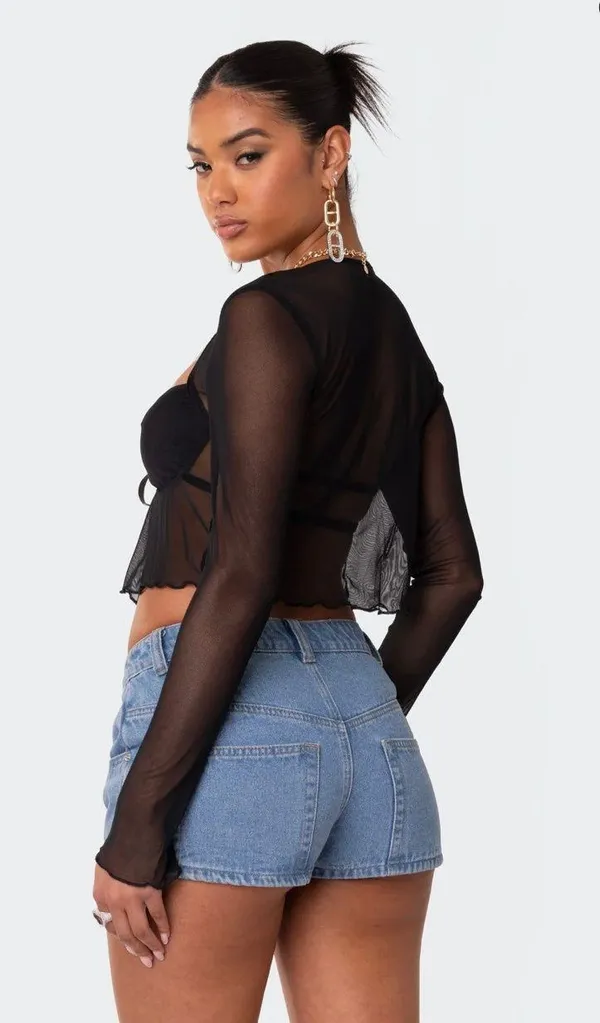 Edikted Tie Front Cupped Mesh Top NWT - Image 2