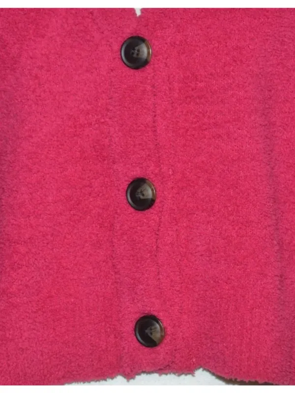 Active USA Ladies Hot Pink Crop Button Up Cardigan Sweater Size L Comfy Casual - Image 6