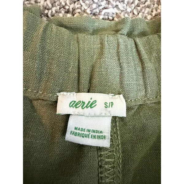 Aerie Olive Green Linen Blend Cargo Pants Women’s Small - Image 3