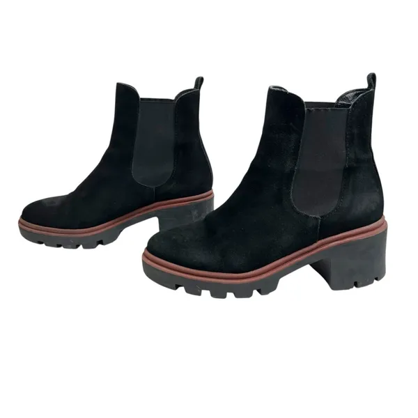 Antonio de Faria Black Suede Chunky Heeled Chelsea Boots - Image 4