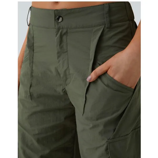 New Halara Women's XL Mid Rise Button Zipper Side Pocket Wide Leg Cargo Pants - Image 3