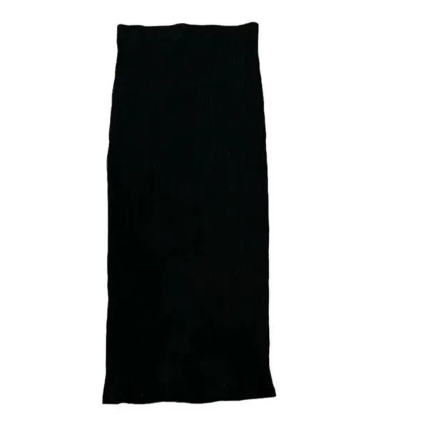 Zara Black Ribbed Midi Skirt(Size Medium) - Image 3