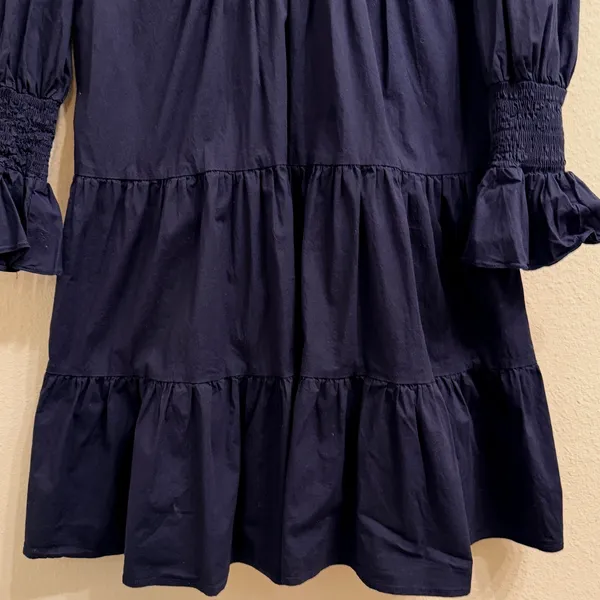 Tuckernuck Pomander Place‎ Navy Blue Cotton Poplin Kenzo Mini Dress Size XS - Image 6