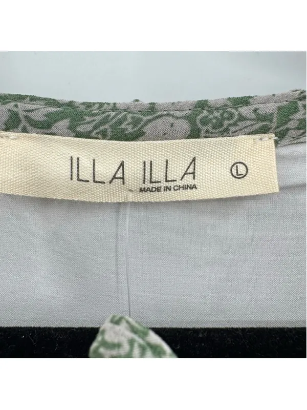 Illa Illa Green Cream Floral Midi Dress Cottagecore Ruffle Sheer Prairie Fairy Boho Large - Image 5