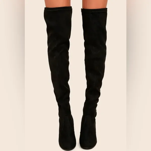 Steve Madden Norri Suede Over-the-Knee Boots, Black, Size 6, EUC - Image 3