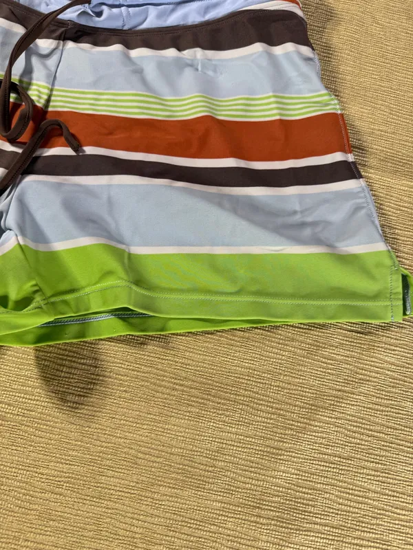 Athleta Women’s Size 8 Striped Board Shorts Swim Surf Blue Green Orange - Image 7