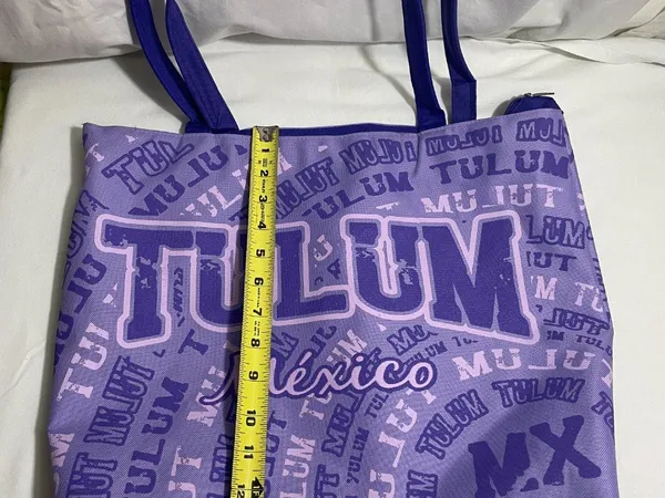 Tulum Mexico Purple Zipper Tote Bag Travel Beach Shopping Souvenir Polyester - Image 10