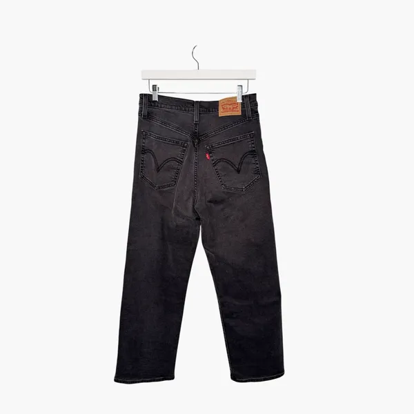 Levi's Ribcage Straight Ankle Jeans Women's Size 29/10 Black Faded Denim - Image 2