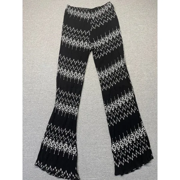 Women's Friday Black & White Printed Pants Size S Pull on Y2K - Image 3