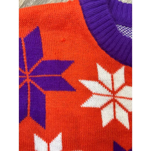 Clemson Tigers Ugly Christmas Sweater Womens Medium Purple Orange - Image 7