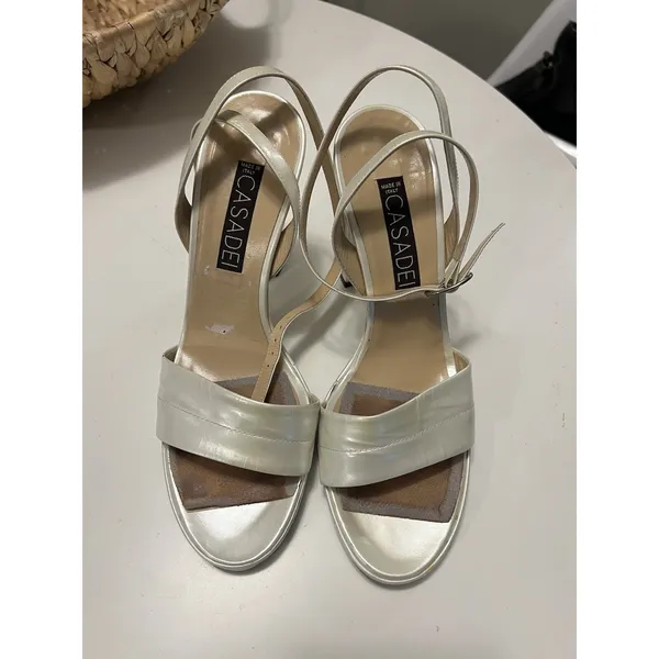 CASADEI Opalescent STRAPPY HEELS SANDALS‎ 37.5 Ankle Strap - Image 3