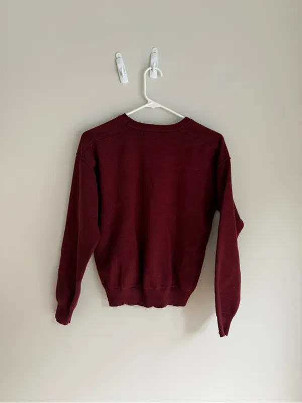 Marled Burgundy Crewneck Sweater - Image 3