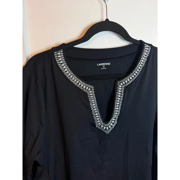 Lands’ End Black Embroidered Swim Cover Tunic - Image 5