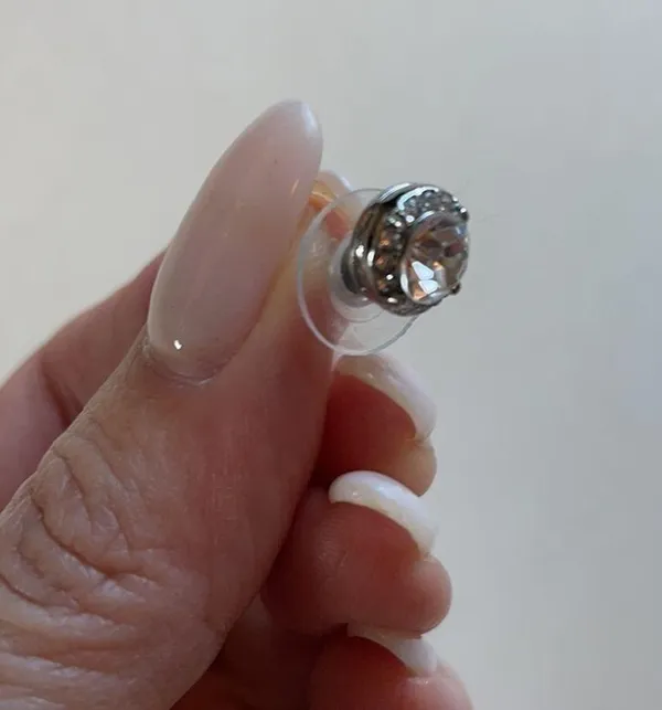 Silver Faux Diamond Stud Earrings Jewelry - Image 2