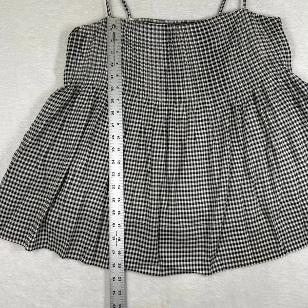 Reformation Black White Gingham Smocked Peplum Cami Top Spaghetti Strap M - Image 4