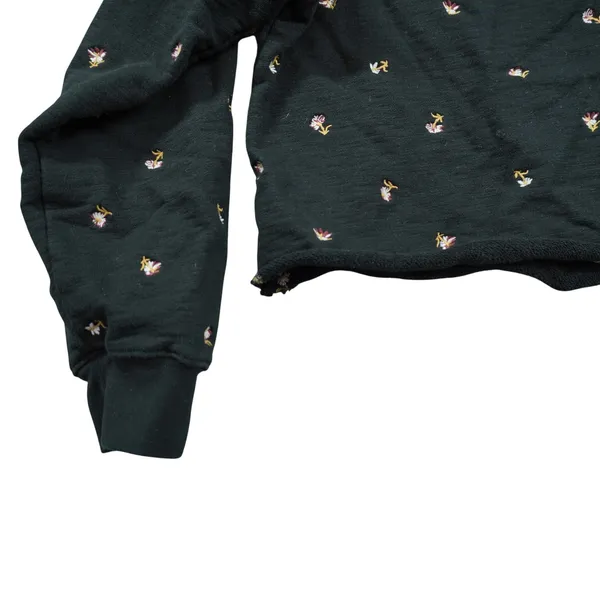 Madewell MWL Size Medium Black Floral Embroidered Cropped Sweatshirt Cozy‎ Dorm - Image 8
