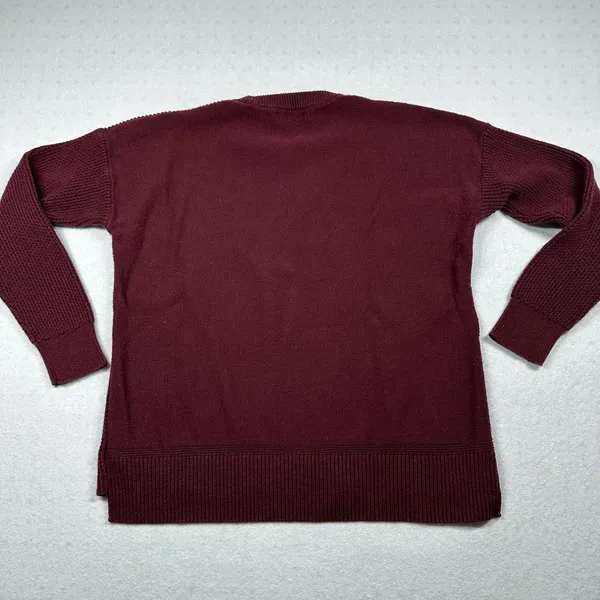 Madewell Women’s Waffle Knit Crewneck Sweater Size M Burgundy Pullover - Image 5