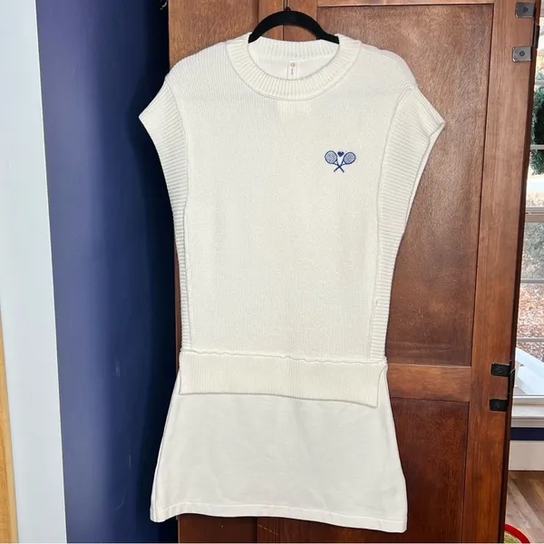 Anthropologie Daily Practice NWT Icon-Embroidered Muscle Sweater Mini Dress M - Image 2